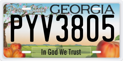 GA license plate PYV3805