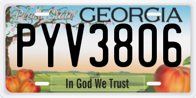 GA license plate PYV3806