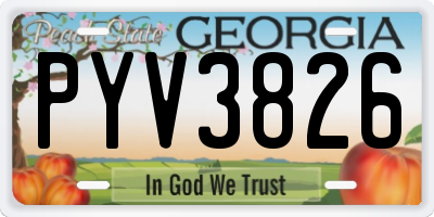 GA license plate PYV3826