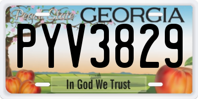 GA license plate PYV3829