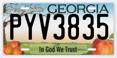 GA license plate PYV3835