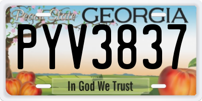 GA license plate PYV3837