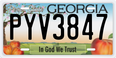 GA license plate PYV3847