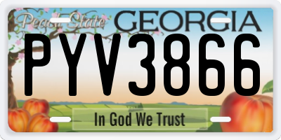 GA license plate PYV3866