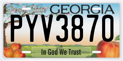GA license plate PYV3870
