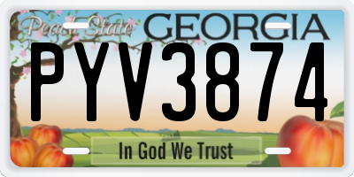 GA license plate PYV3874