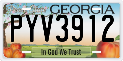 GA license plate PYV3912