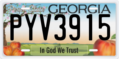 GA license plate PYV3915
