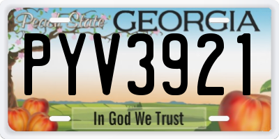 GA license plate PYV3921