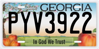 GA license plate PYV3922