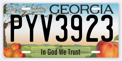 GA license plate PYV3923