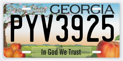 GA license plate PYV3925