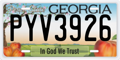GA license plate PYV3926