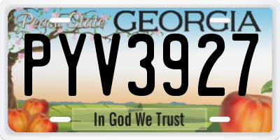 GA license plate PYV3927