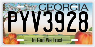 GA license plate PYV3928