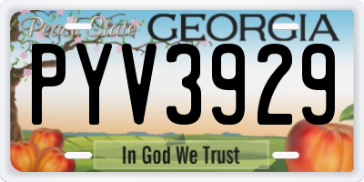 GA license plate PYV3929