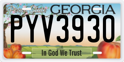GA license plate PYV3930