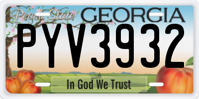 GA license plate PYV3932