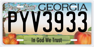 GA license plate PYV3933