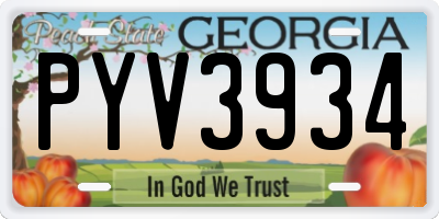 GA license plate PYV3934