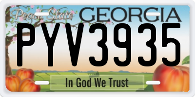 GA license plate PYV3935