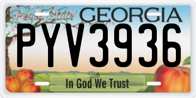 GA license plate PYV3936