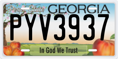 GA license plate PYV3937
