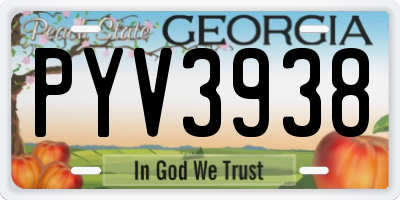 GA license plate PYV3938