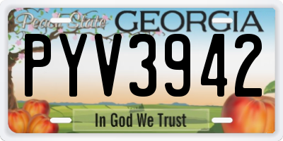 GA license plate PYV3942