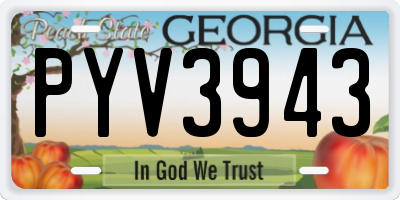 GA license plate PYV3943