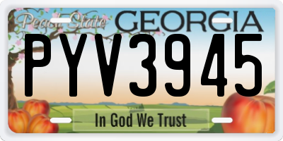 GA license plate PYV3945