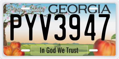 GA license plate PYV3947