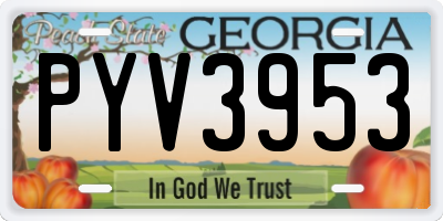 GA license plate PYV3953