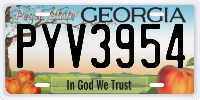 GA license plate PYV3954
