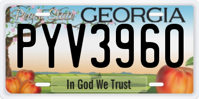 GA license plate PYV3960