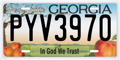 GA license plate PYV3970