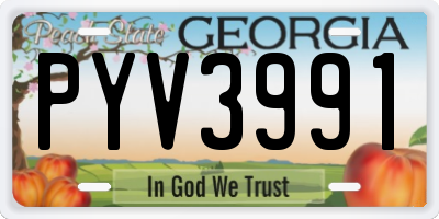 GA license plate PYV3991