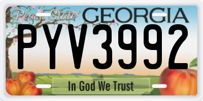 GA license plate PYV3992