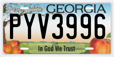 GA license plate PYV3996