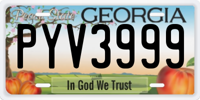 GA license plate PYV3999