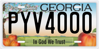 GA license plate PYV4000