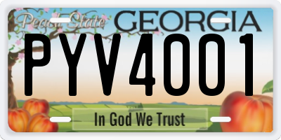 GA license plate PYV4001