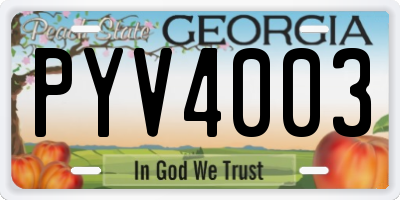 GA license plate PYV4003