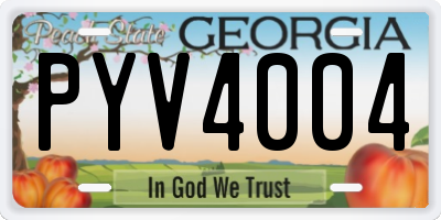 GA license plate PYV4004
