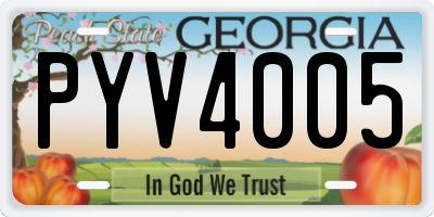 GA license plate PYV4005