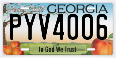 GA license plate PYV4006