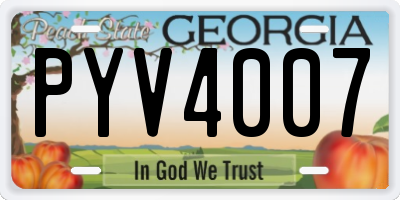 GA license plate PYV4007