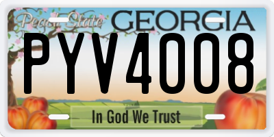 GA license plate PYV4008
