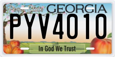 GA license plate PYV4010