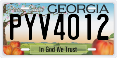 GA license plate PYV4012